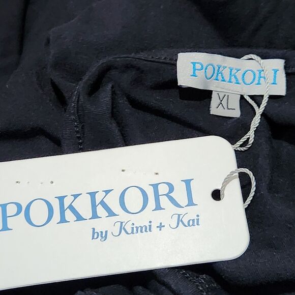 Pokkori Kimi Kai Maternity Dress Size XL Black Stretch Short Sleeve - Picture 9 of 12